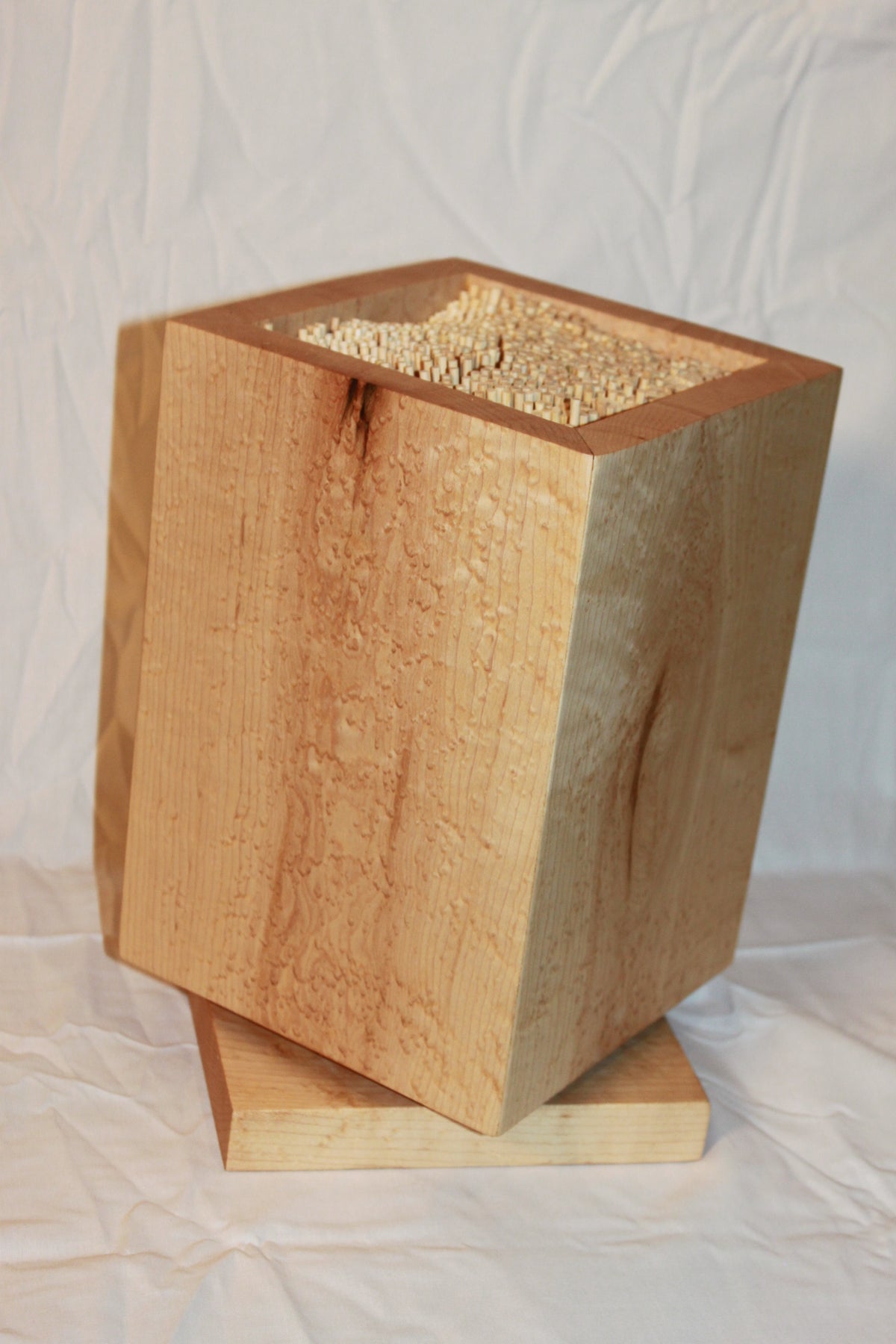 Birdseye Maple rotating magnetic knife block