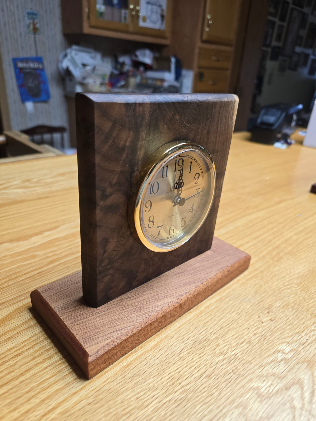 Oregon Walnut and Mahogany clock