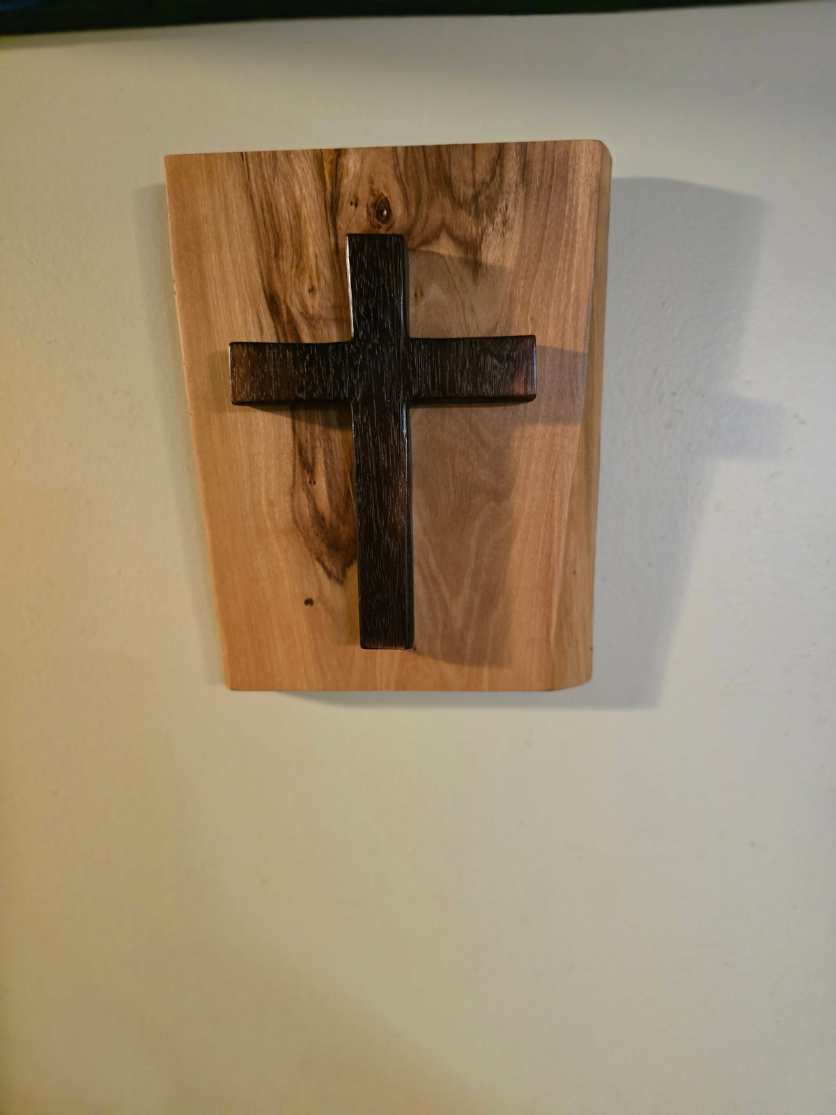 Olivewood and oak wall cross