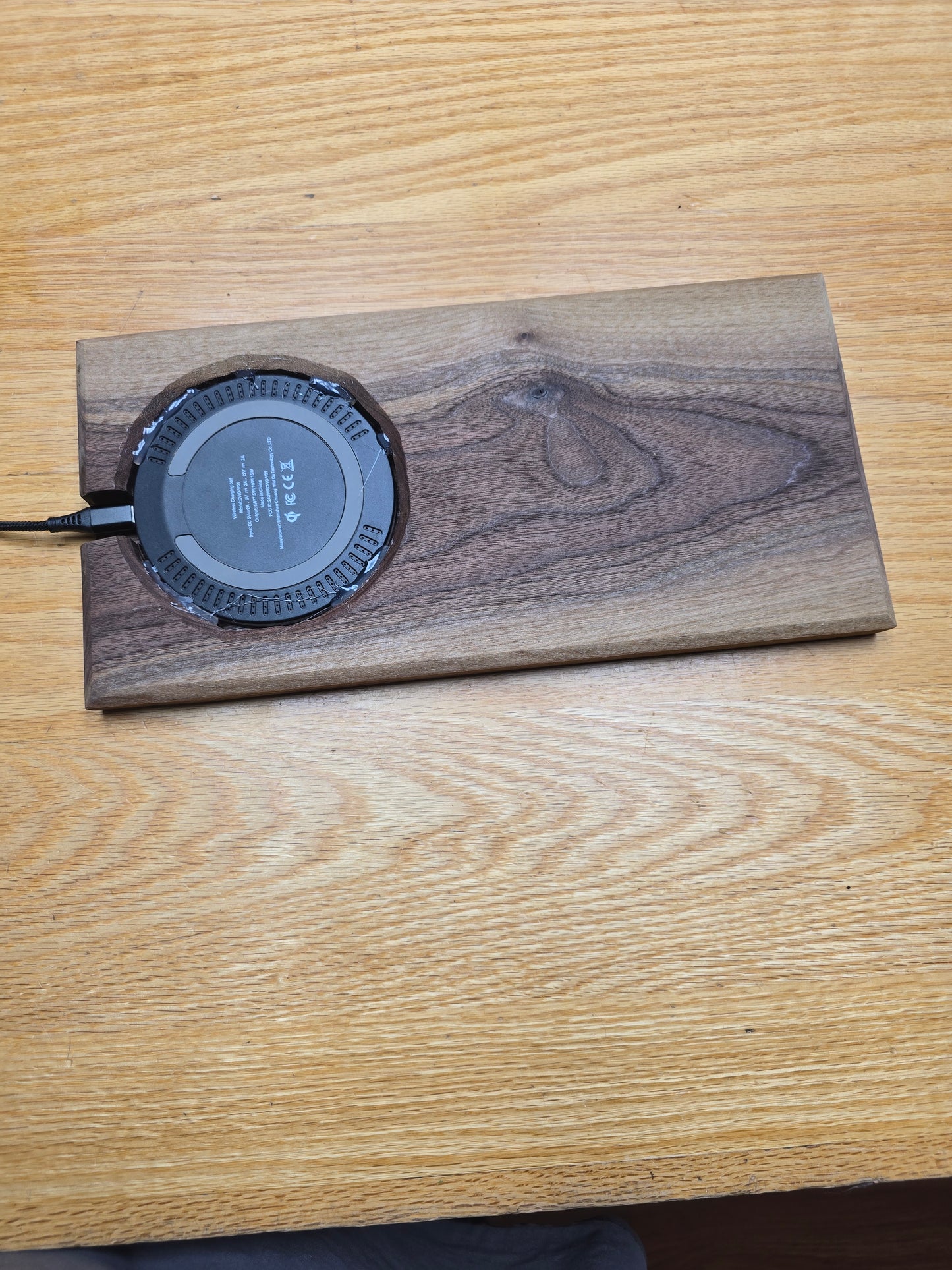 Walnut wireless Phone Charger with Catch all Tray