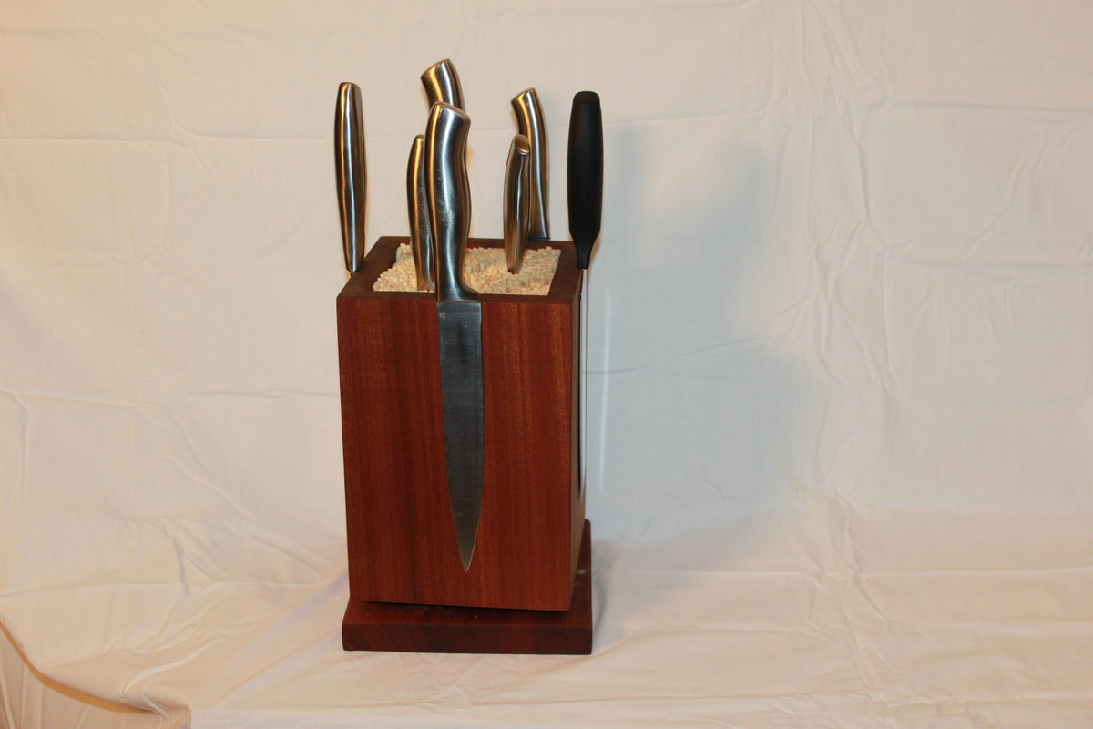 Handmade Sapele rotating magnetic knife block