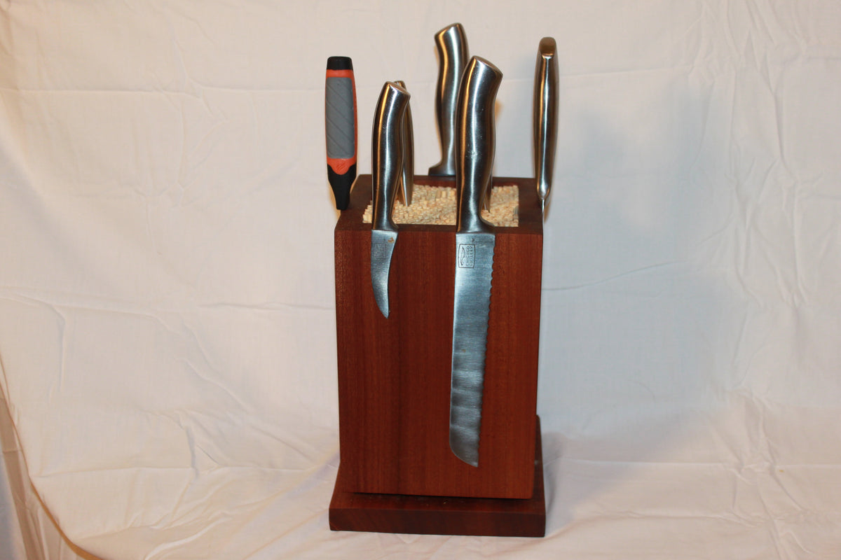 Handmade Sapele rotating magnetic knife block