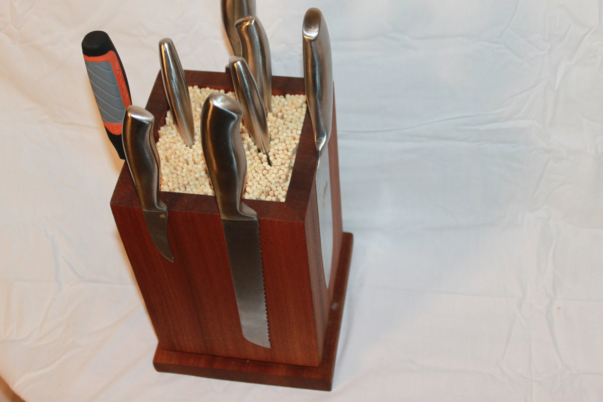 Handmade Sapele rotating magnetic knife block