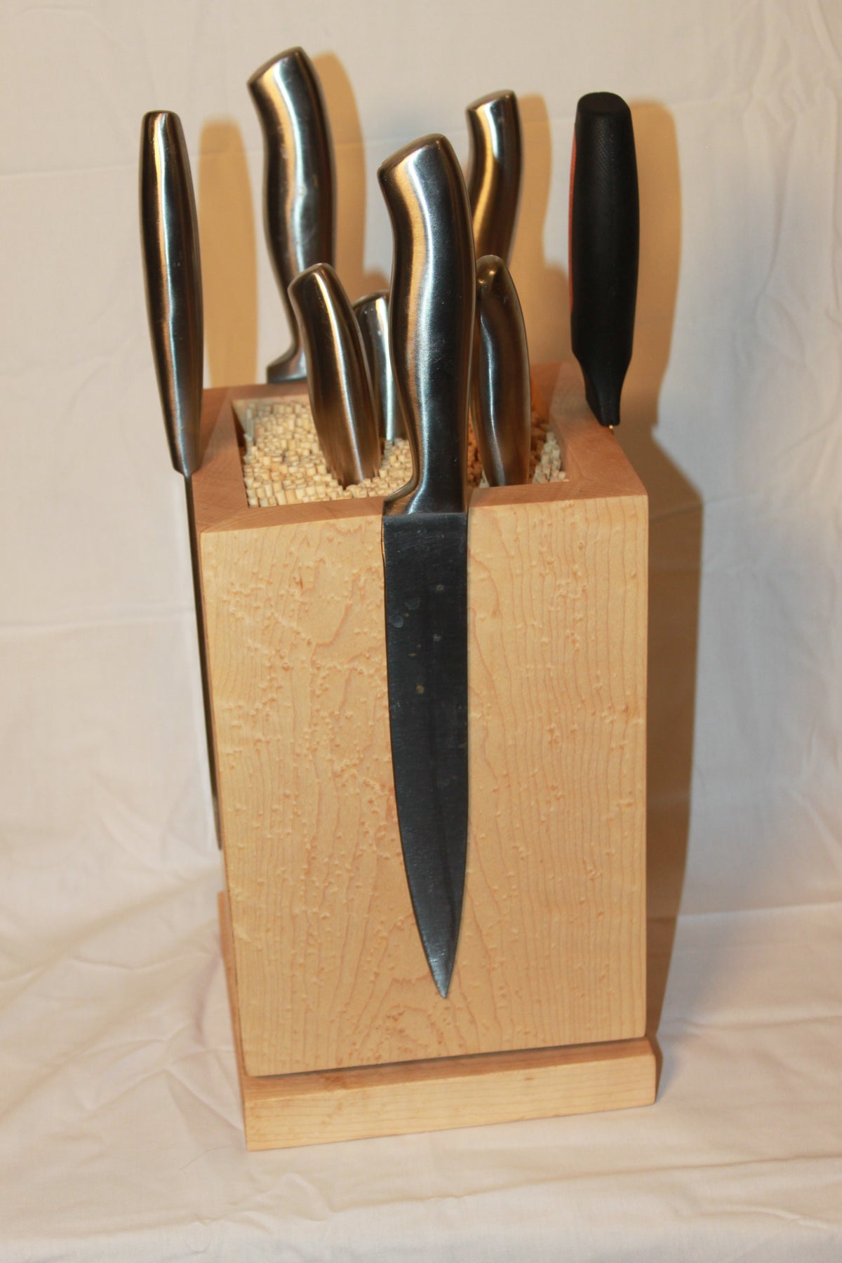 Birdseye Maple rotating magnetic knife block