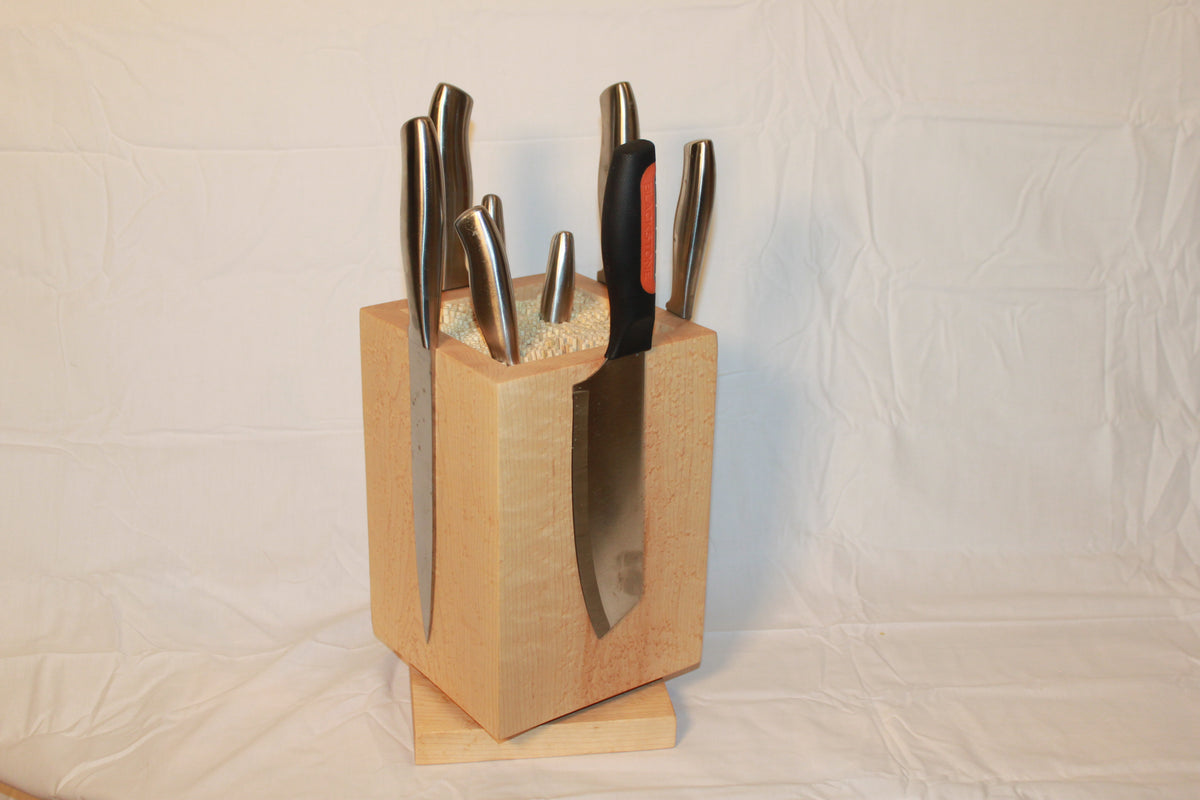Birdseye Maple rotating magnetic knife block