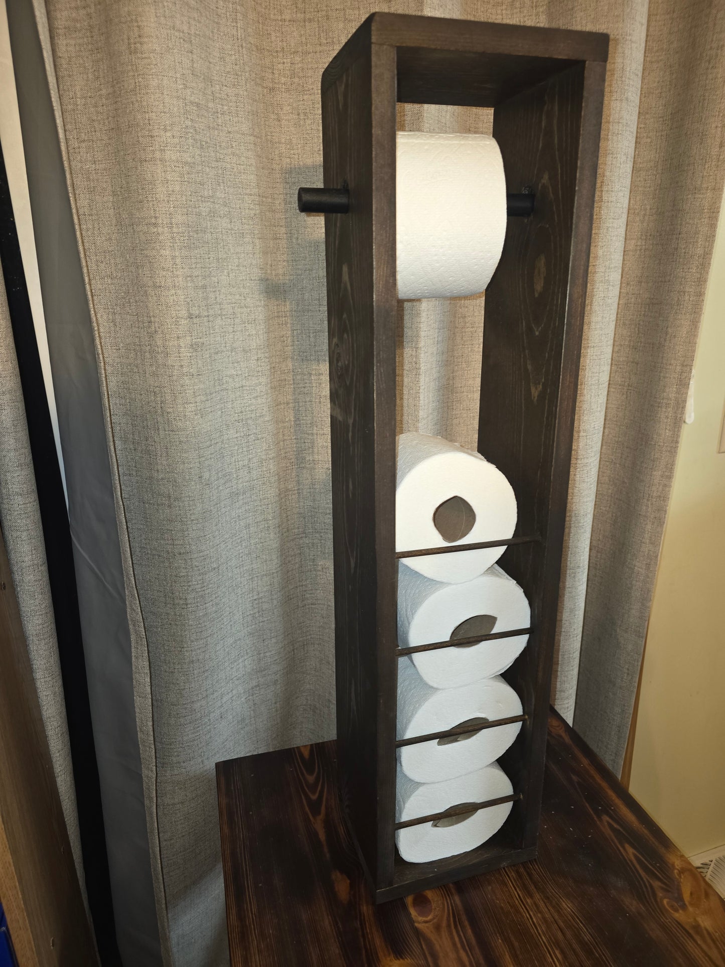 Handmade pine toilet paper holder