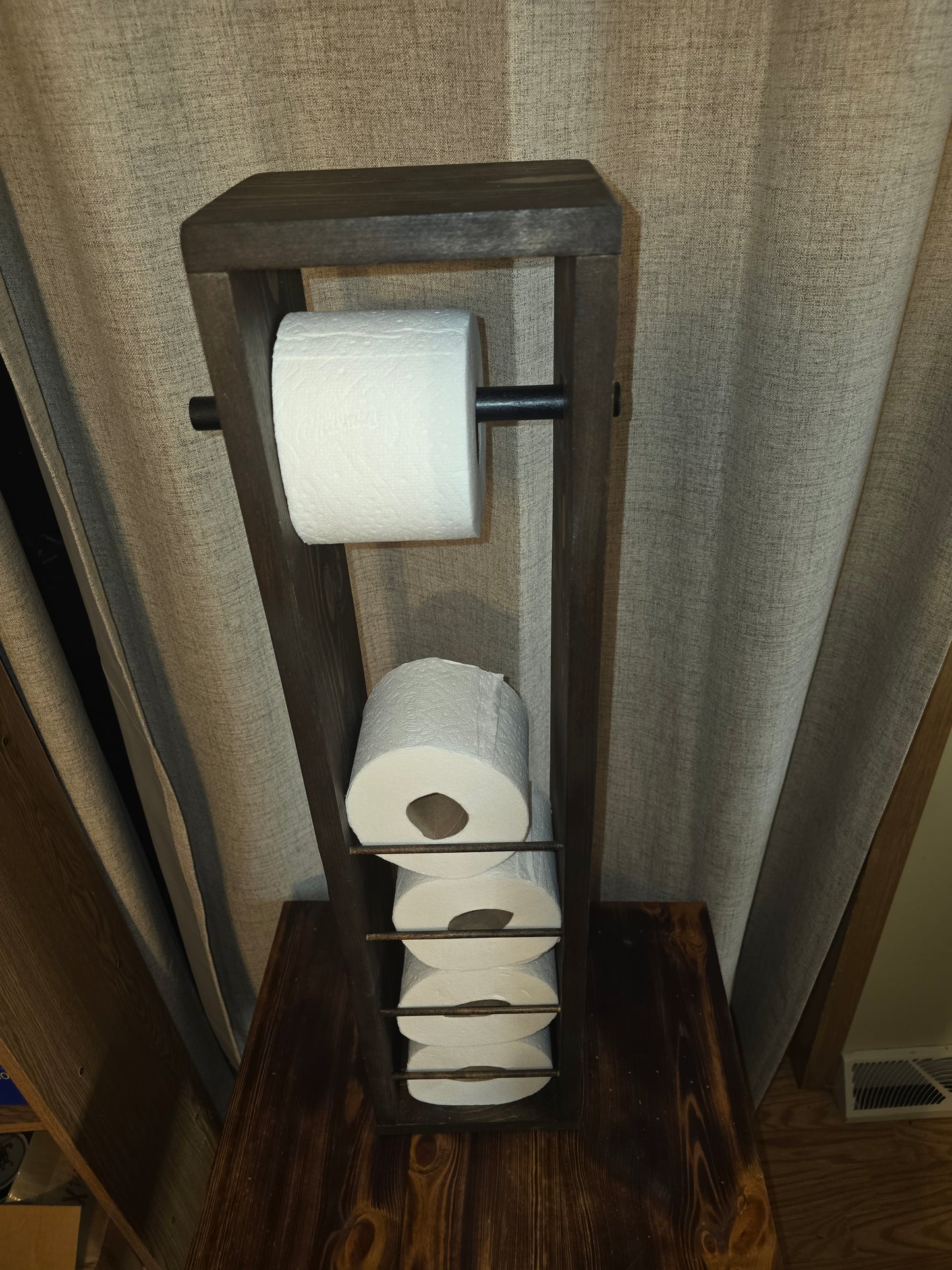 Handmade pine toilet paper holder