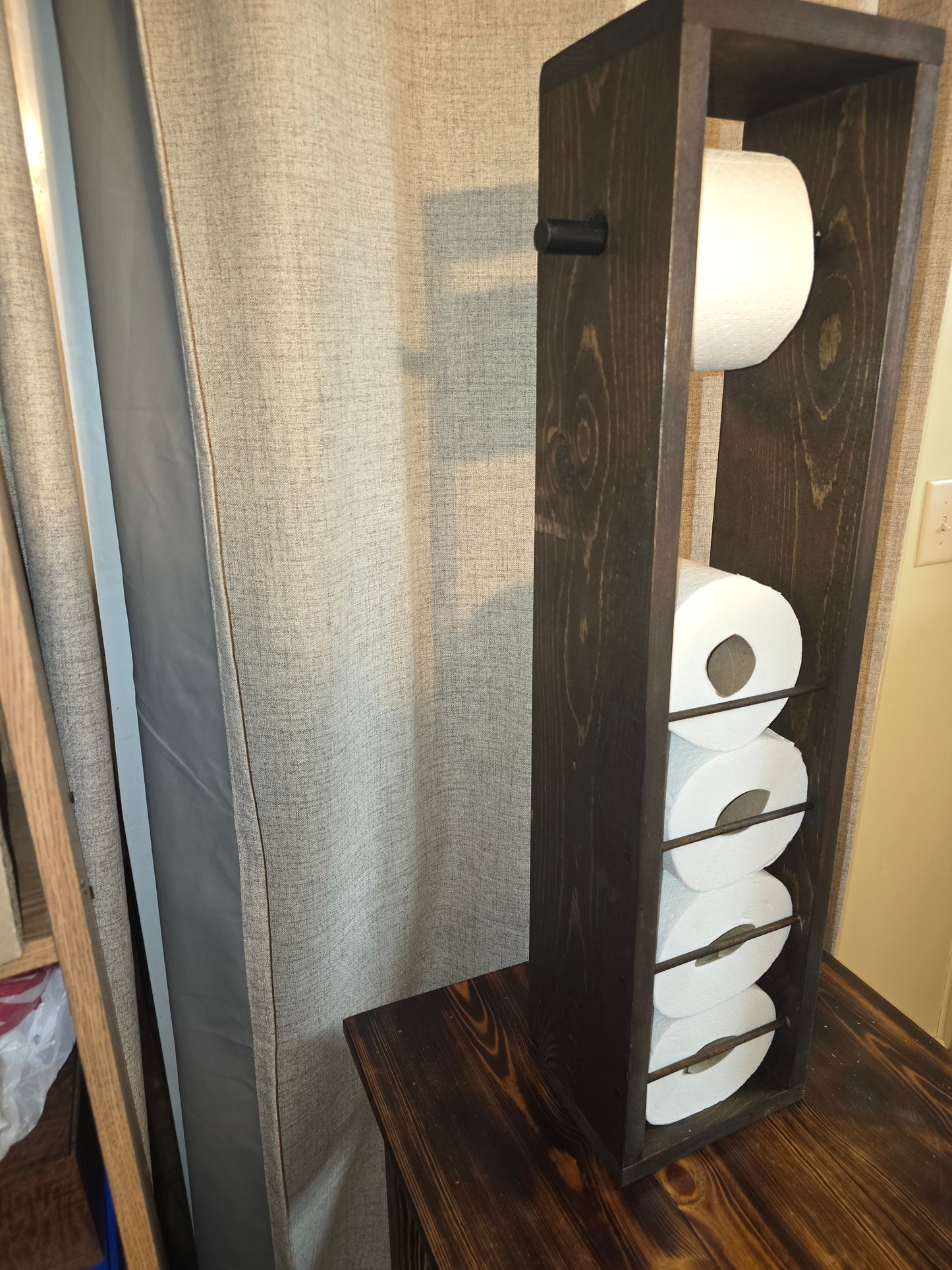 Handmade pine toilet paper holder