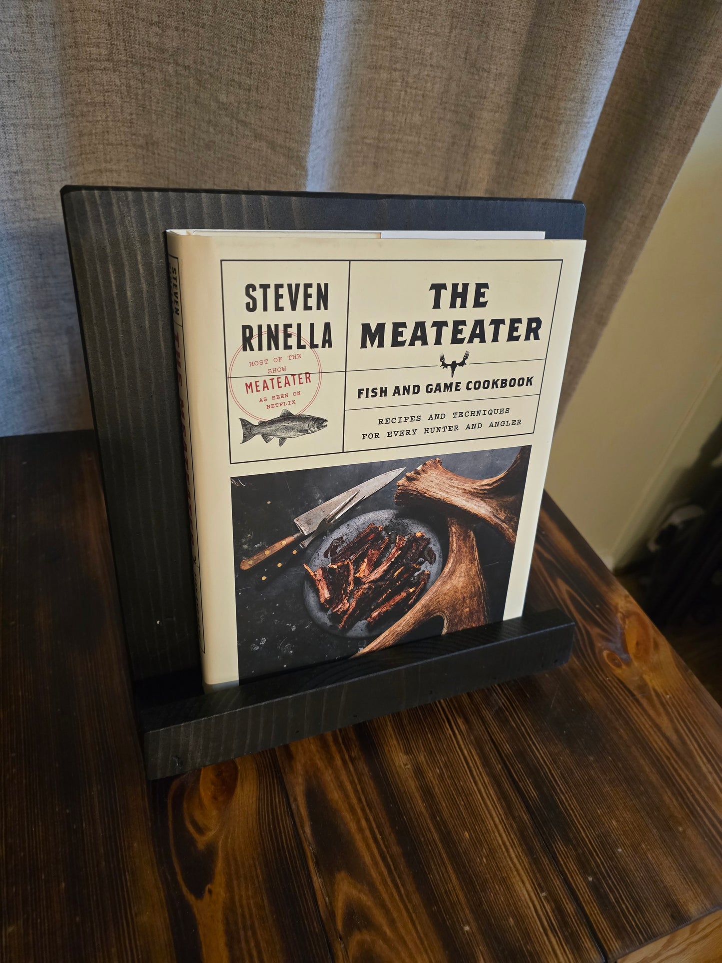 Rustic Pine with black stain cookbook holder