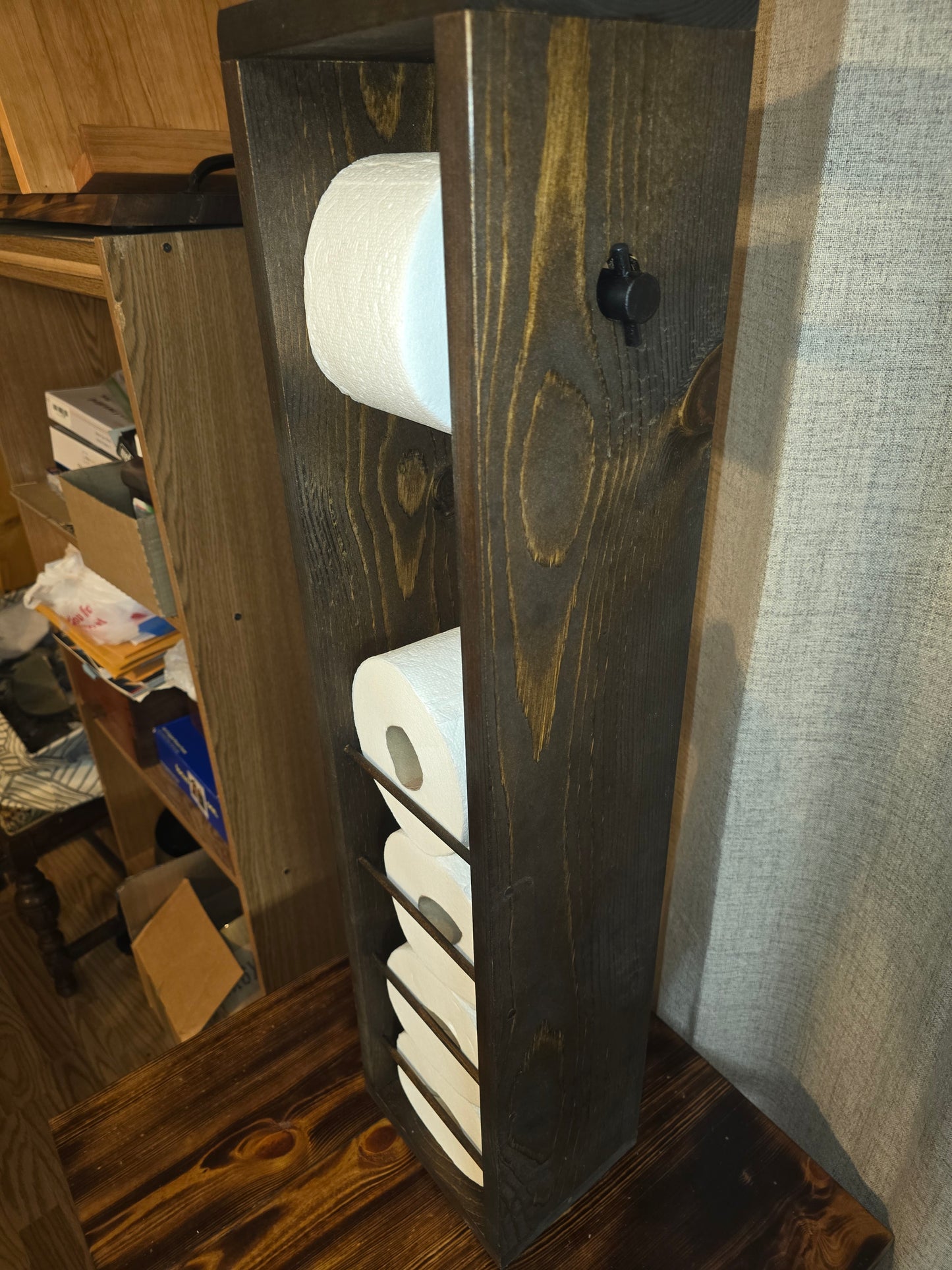 Handmade pine toilet paper holder