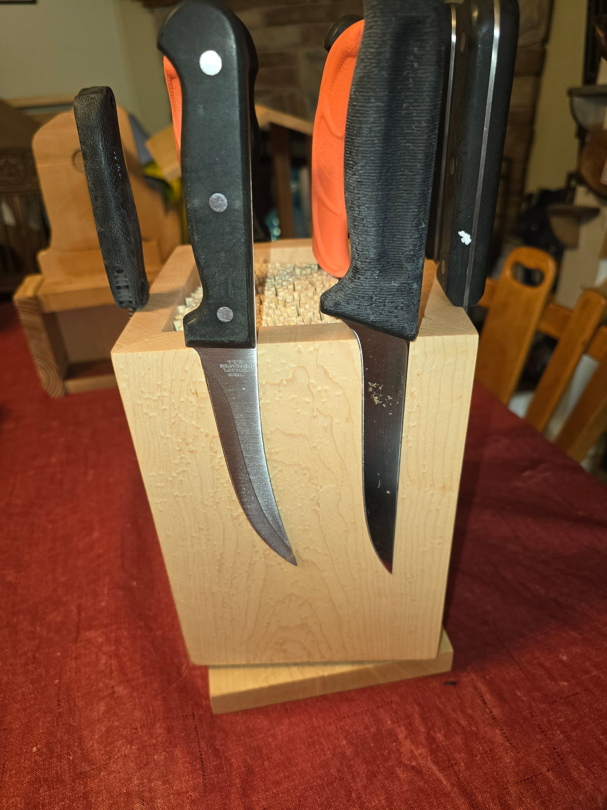 Birdseye Maple rotating magnetic knife block