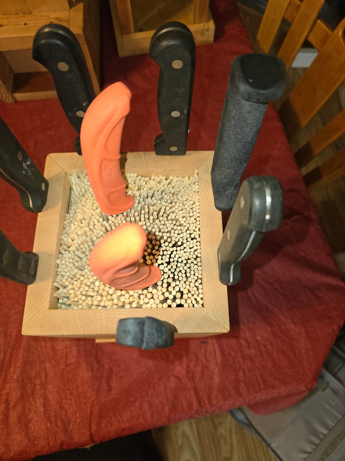 Birdseye Maple rotating magnetic knife block